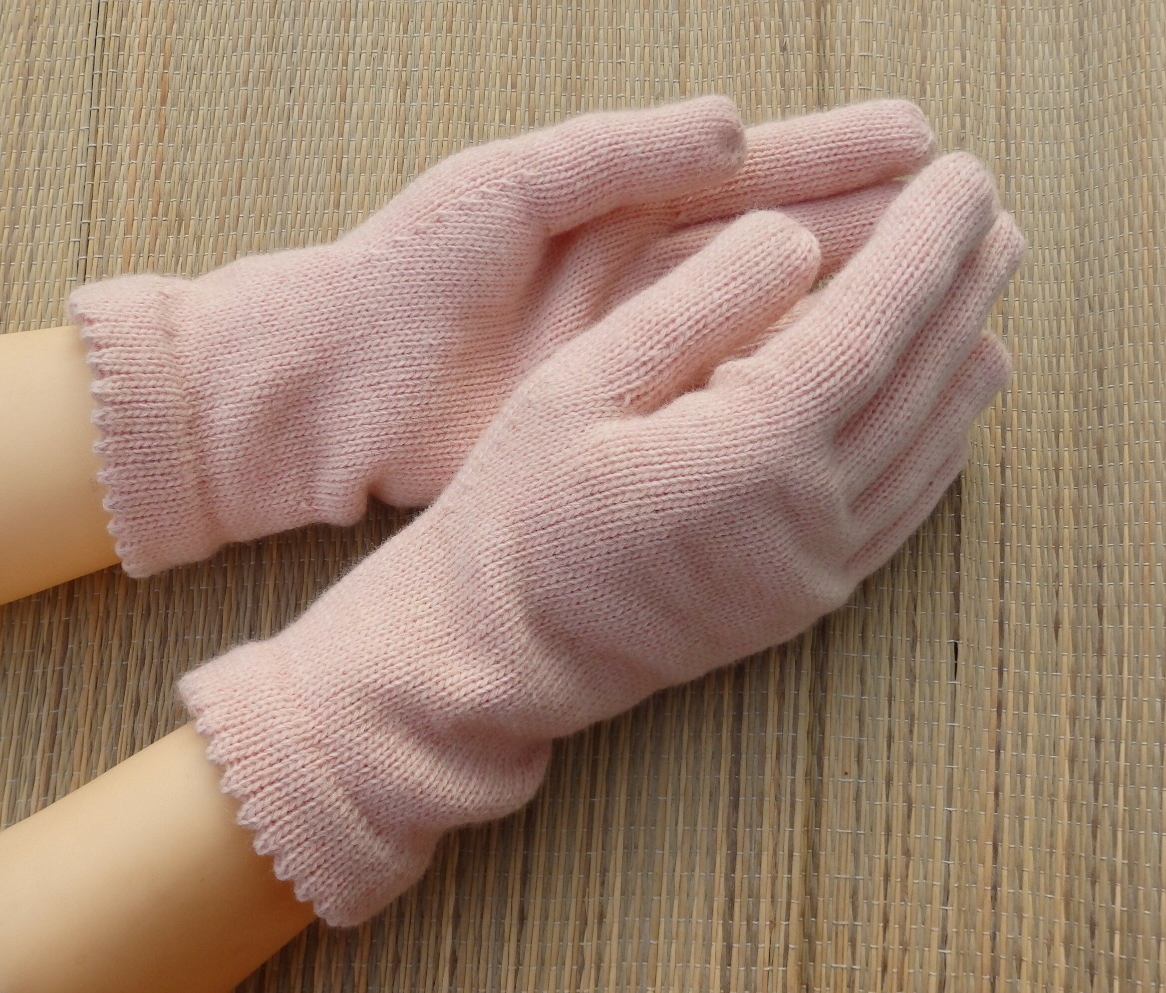 Merinowolle Strick-Fingerhandschuhe, Größe M Handwärmer