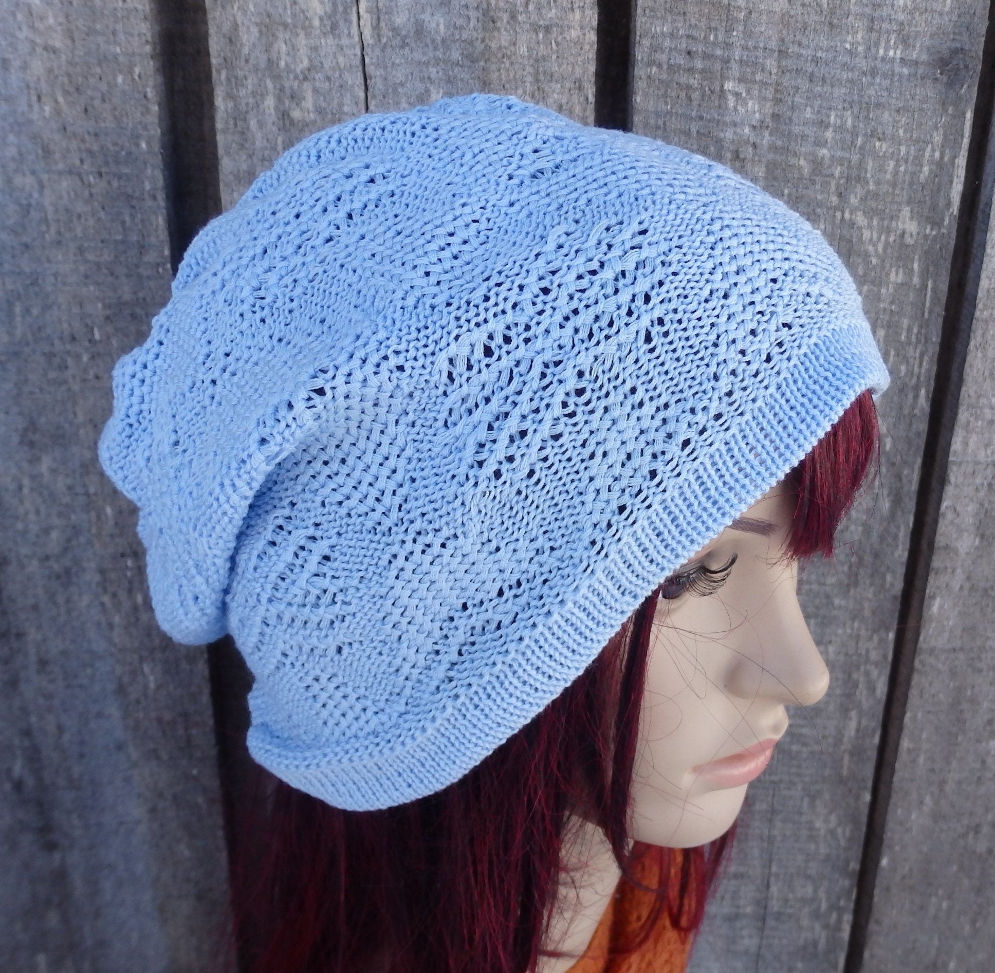 knit black cotton hat, knitted thin lace summer hat