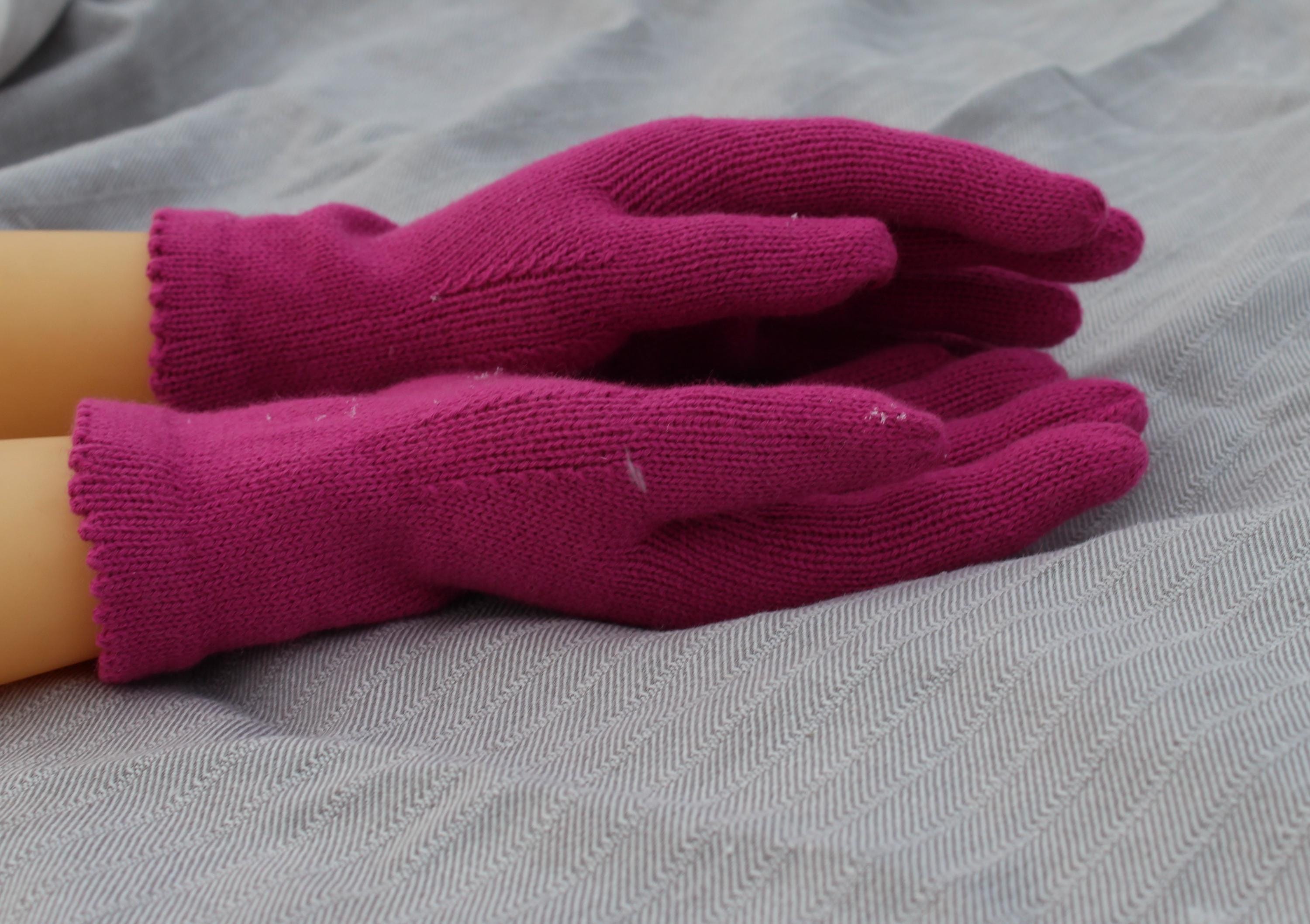 Merinowolle Strick-Fingerhandschuhe, Größe M Handwärmer