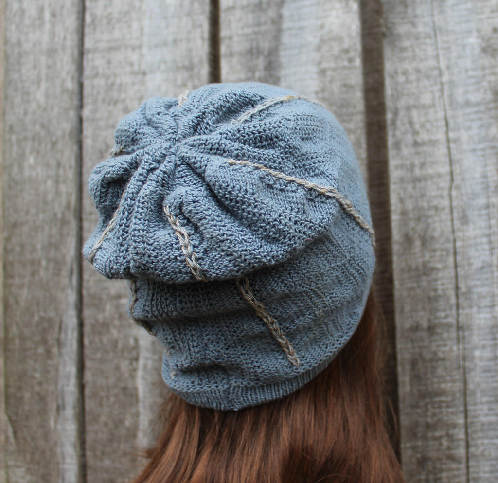 Gray Embroidered   Cotton Hat. knitted beanie
