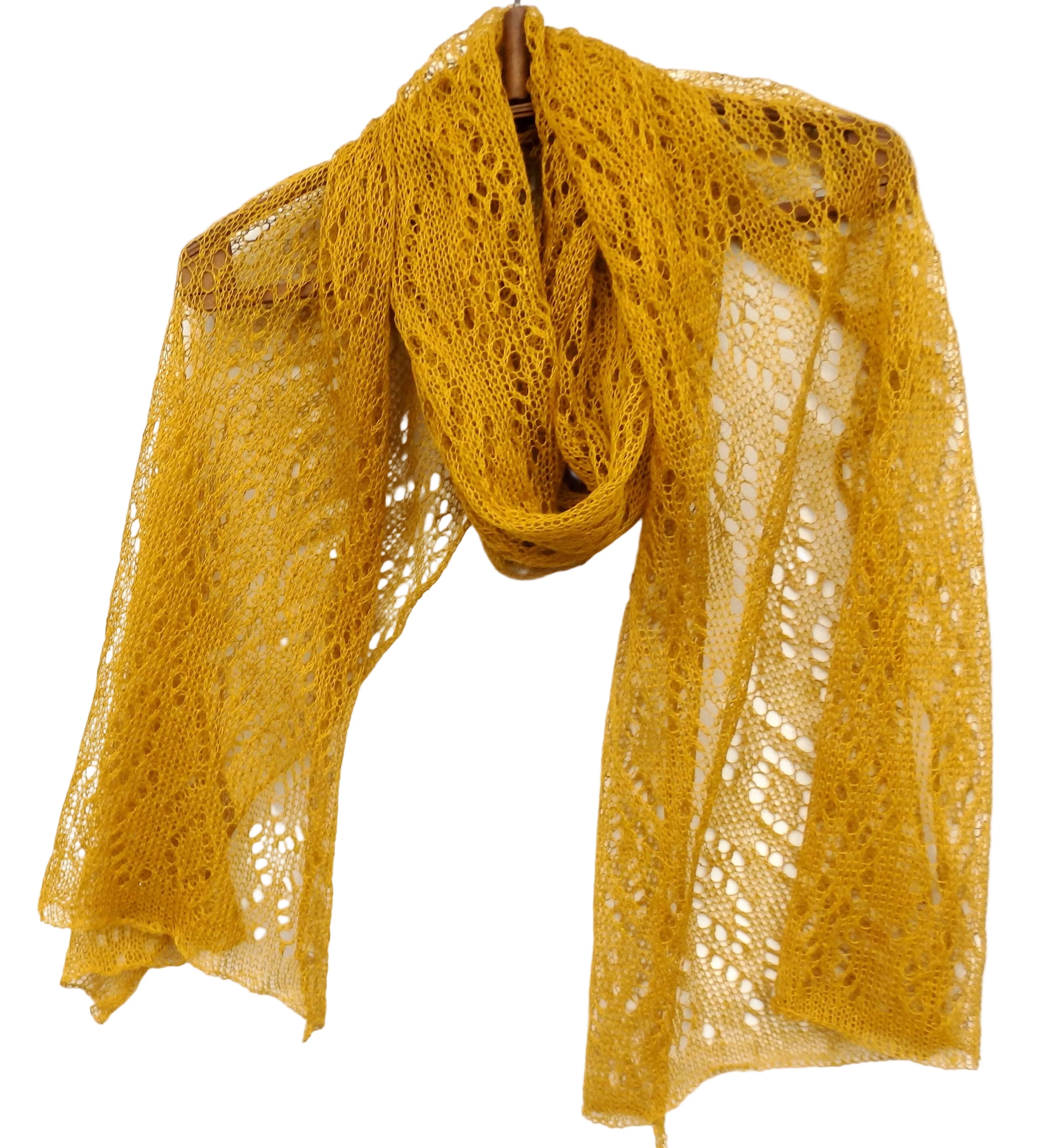 Yellow lace scarf on a white background