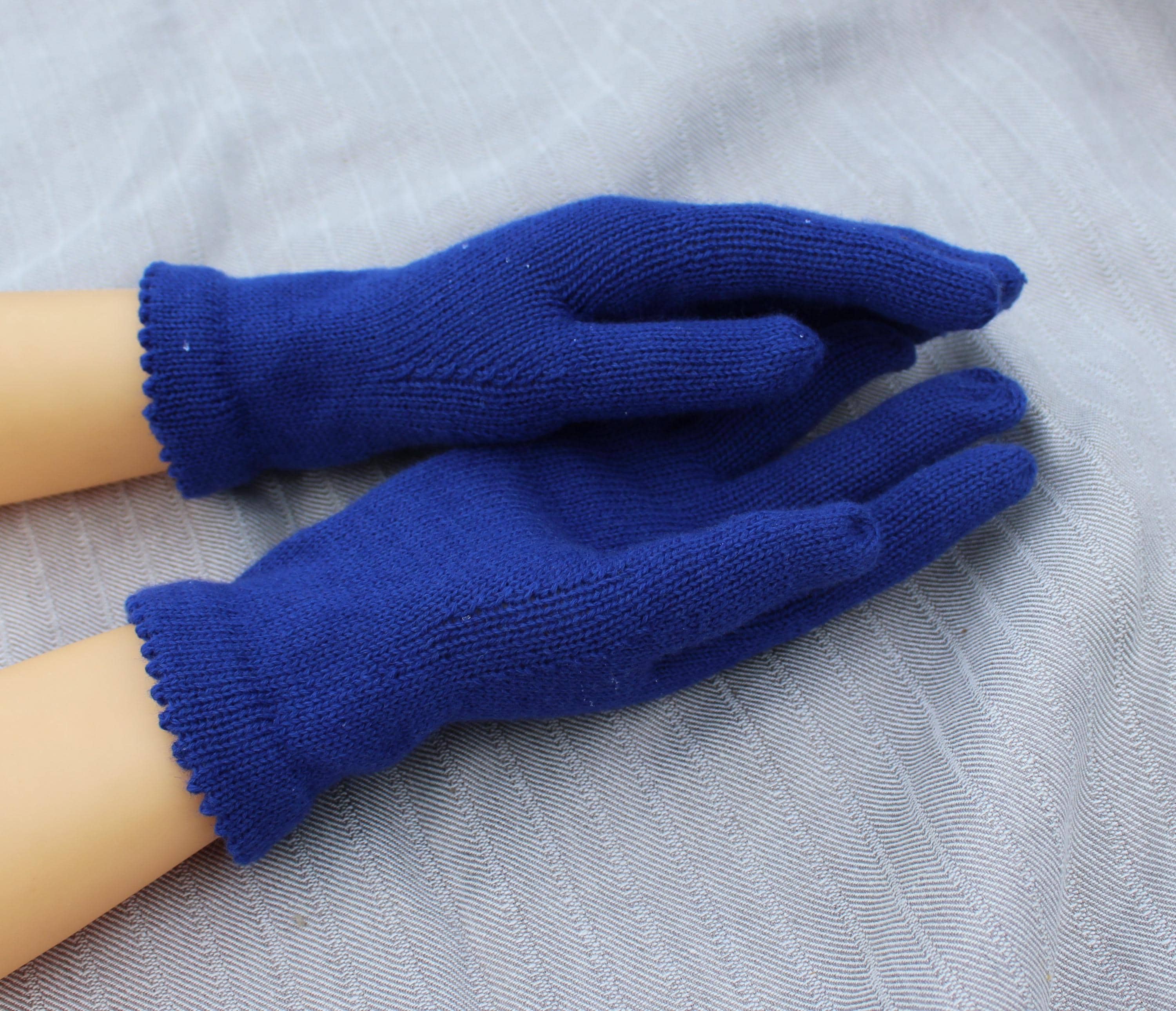 Merinowolle Strick-Fingerhandschuhe, Größe M Handwärmer