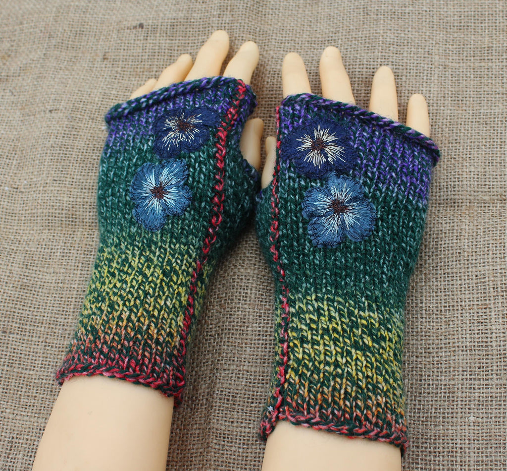 Acrylic Fingerless Gloves, knitted colorful arm warmers for mid season