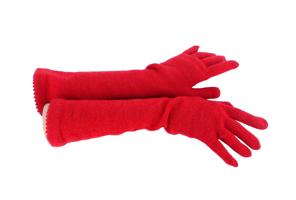 Pair of red gloves on a white background