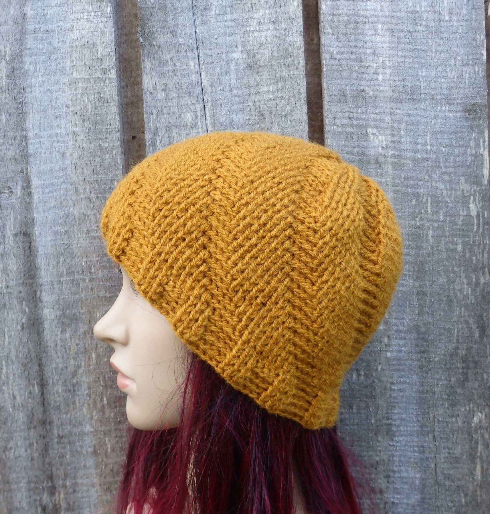 Crocheted orange women beanie hat, Handmade ribbed cap, mid season beanie