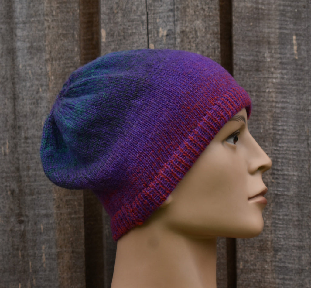 Handmade Wool Mohair Knit Beanie: Colorful Winter Hat.