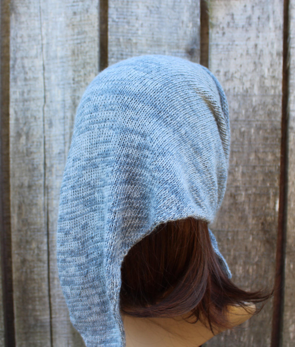 knit gray cotton mohair Kerchief / Headscarf
