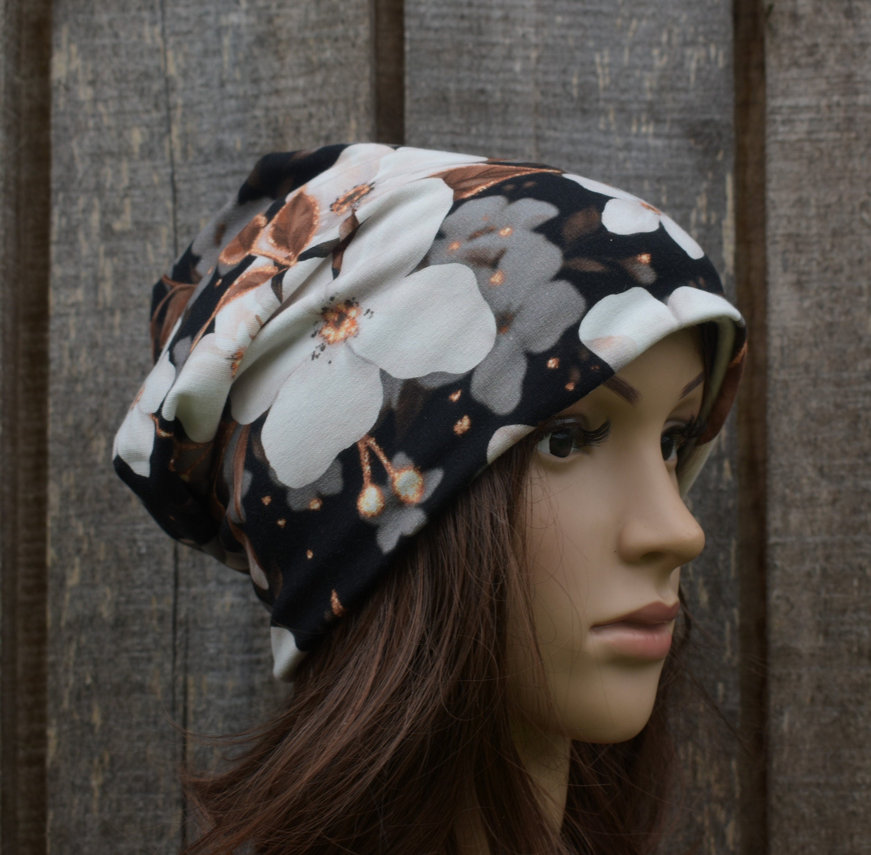 Baumwoll-Doppelbeanie, bunt gefütterte Mütze, gestrickte weiche Stretch-Mütze, Damen-Herbst-Schlupfmütze
