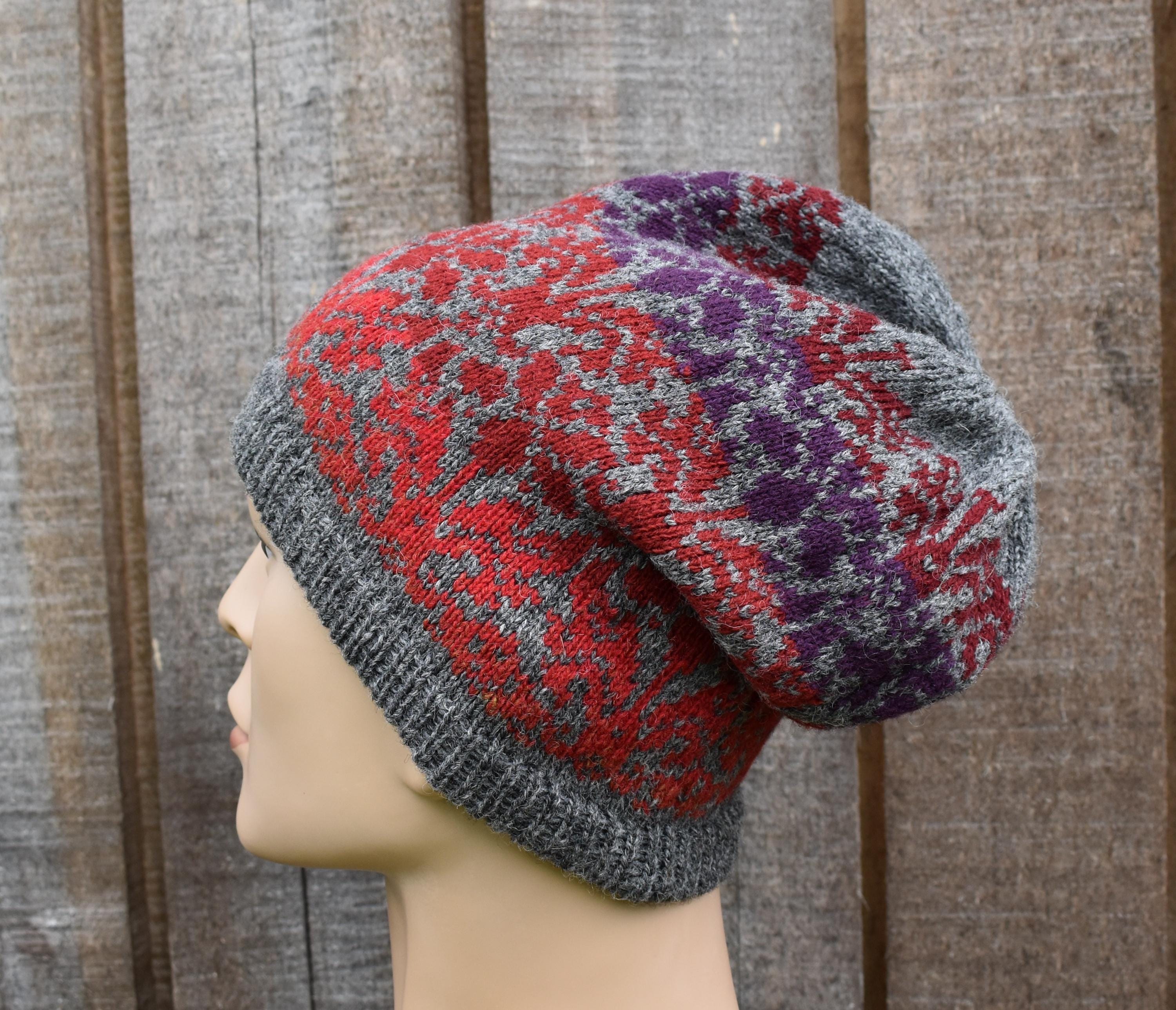 Handmade Fair Isle Wool Beanie: Scandinavian Knit Winter Hat