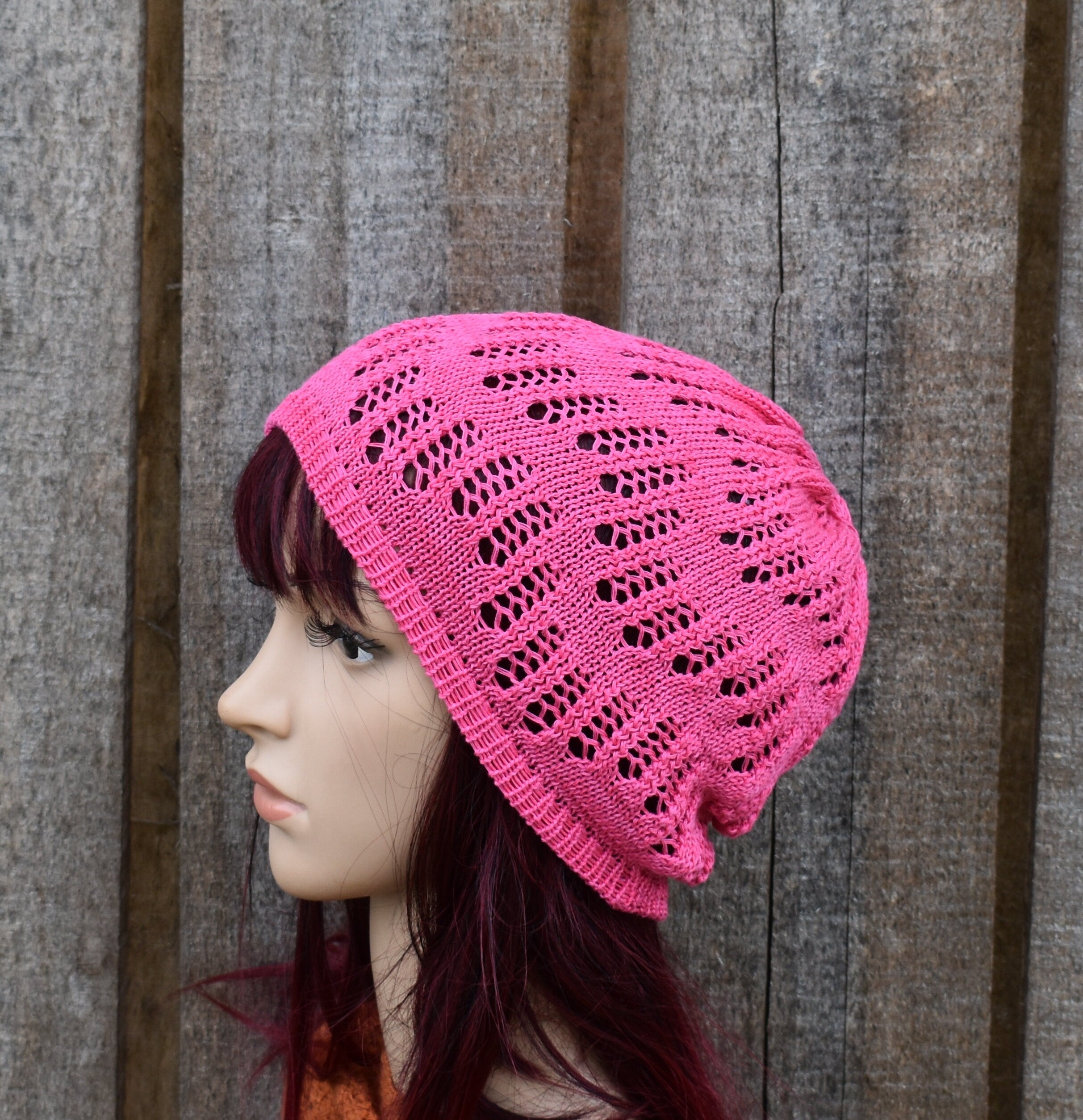 Knitted cotton white beanie, knit light weight summer beanie