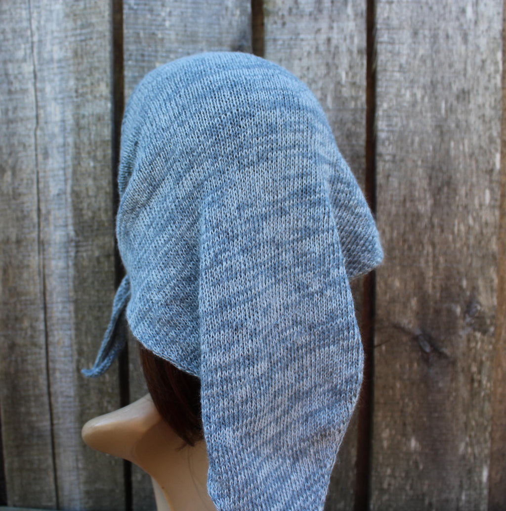 knit gray cotton mohair Kerchief / Headscarf