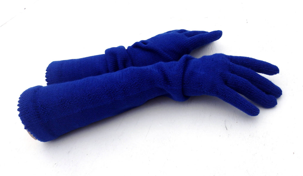 Pair of blue gloves on a white background